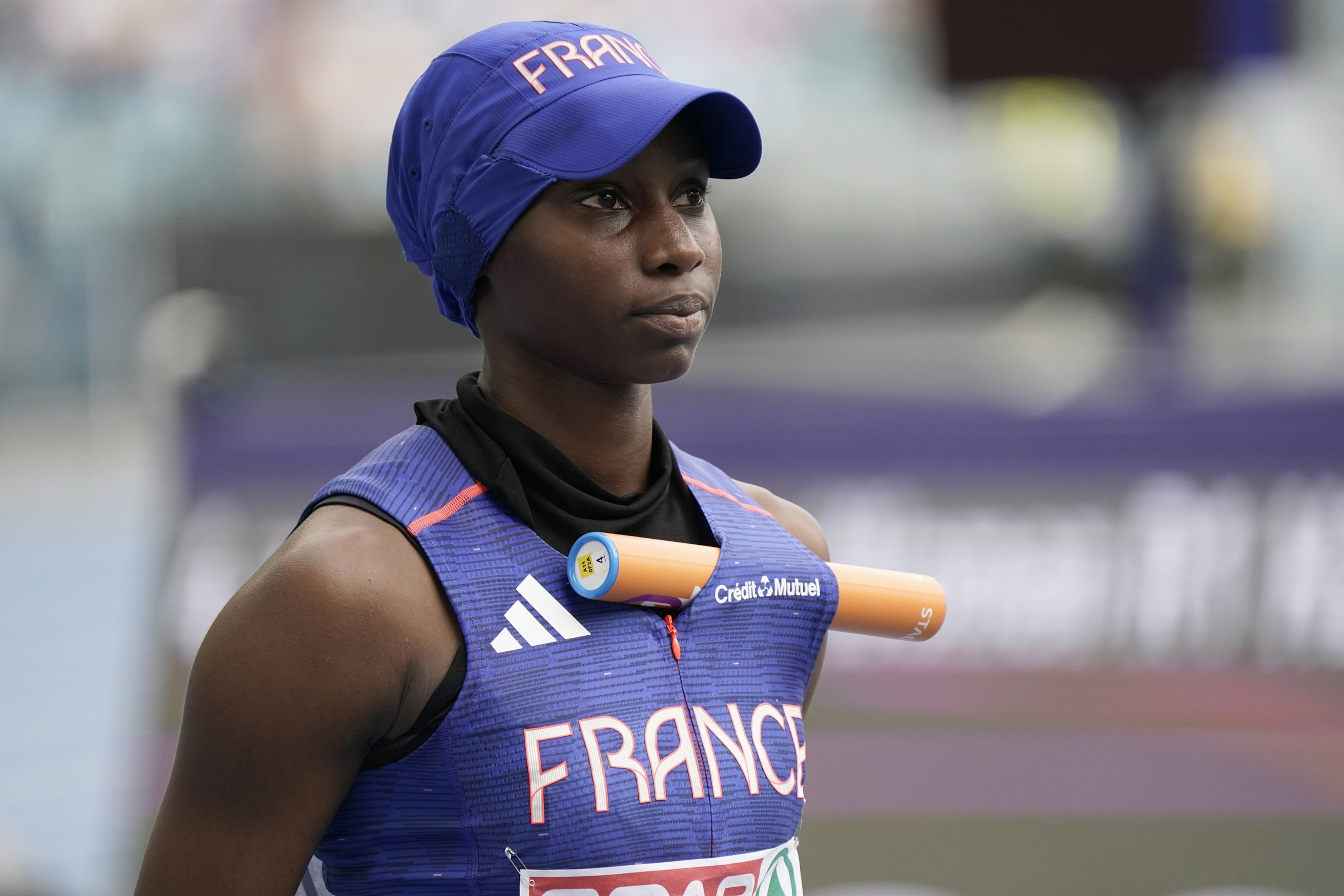 PHOTO: Sylla Sounkamba of team France attends the 4x400m Relay Women during day five of the 26th European Athletics Championships - Rome 2024, June 11, 2024, in Rome.