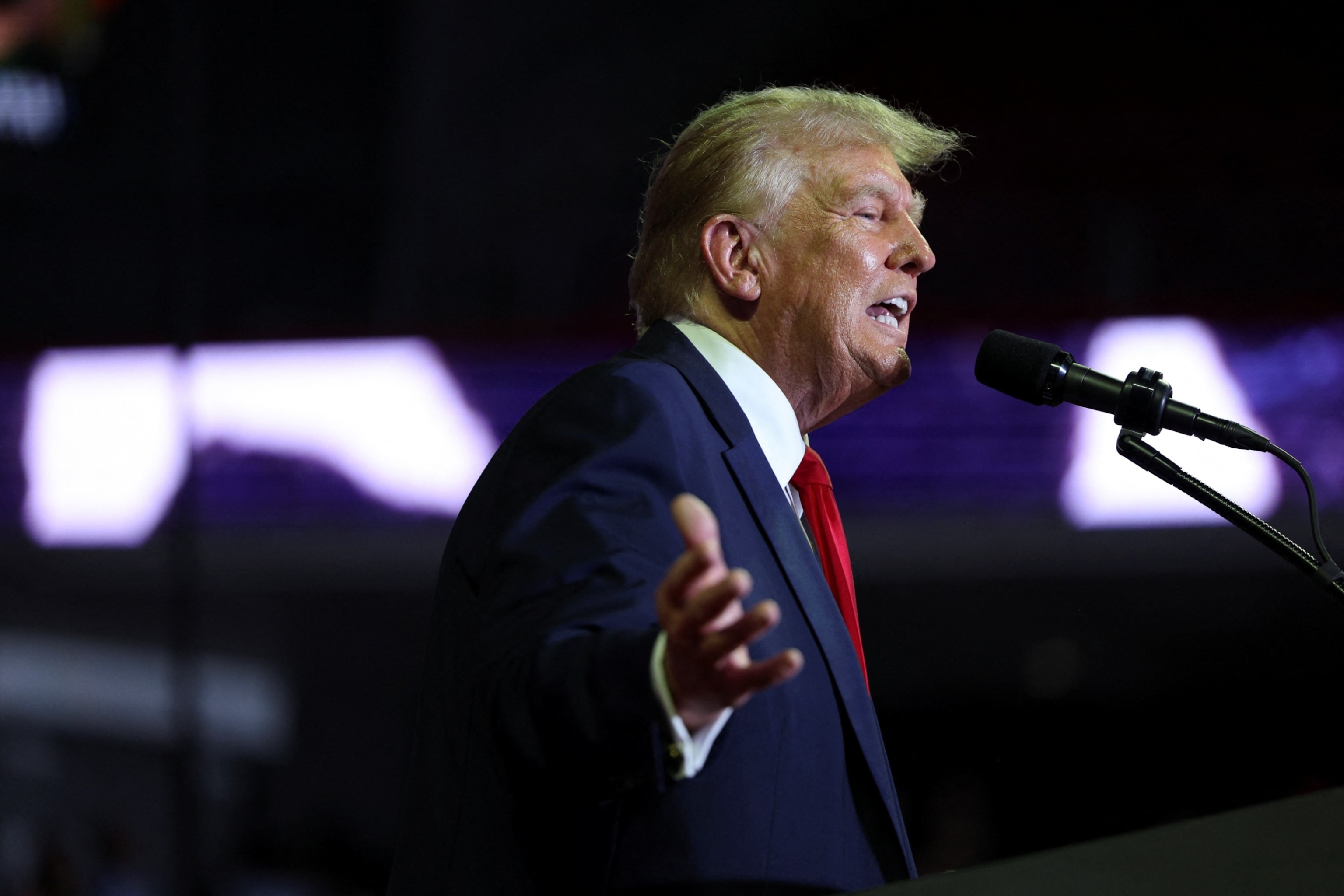 PHOTO: Former U.S. President and Republican presidential candidate Donald Trump speaks during a campaign event in Philadelphia, June 22, 2024. 