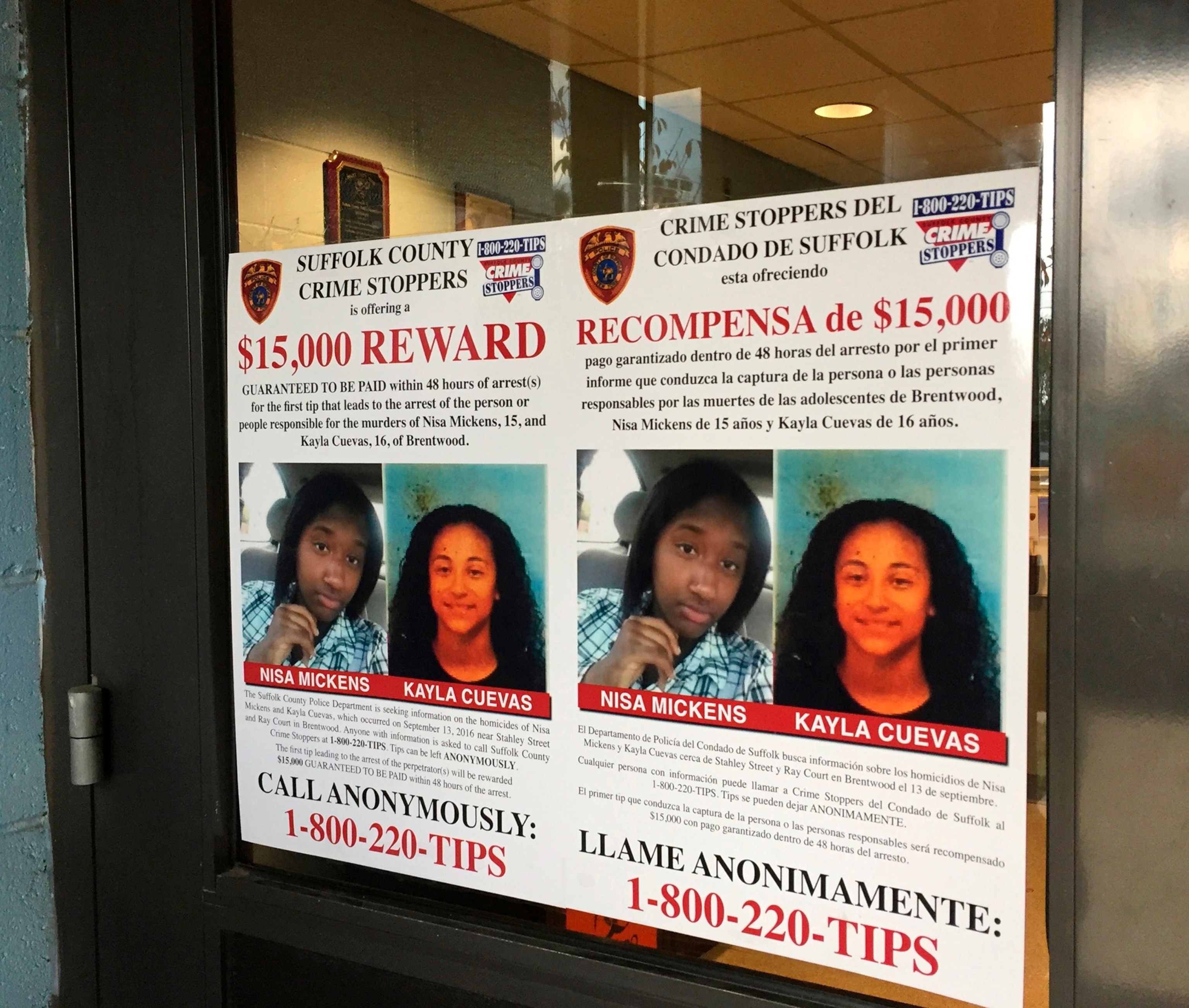 PHOTO: In this Oct. 24, 2016 file photo, a poster displayed at a Suffolk County police precinct in Bay Shore, N.Y.