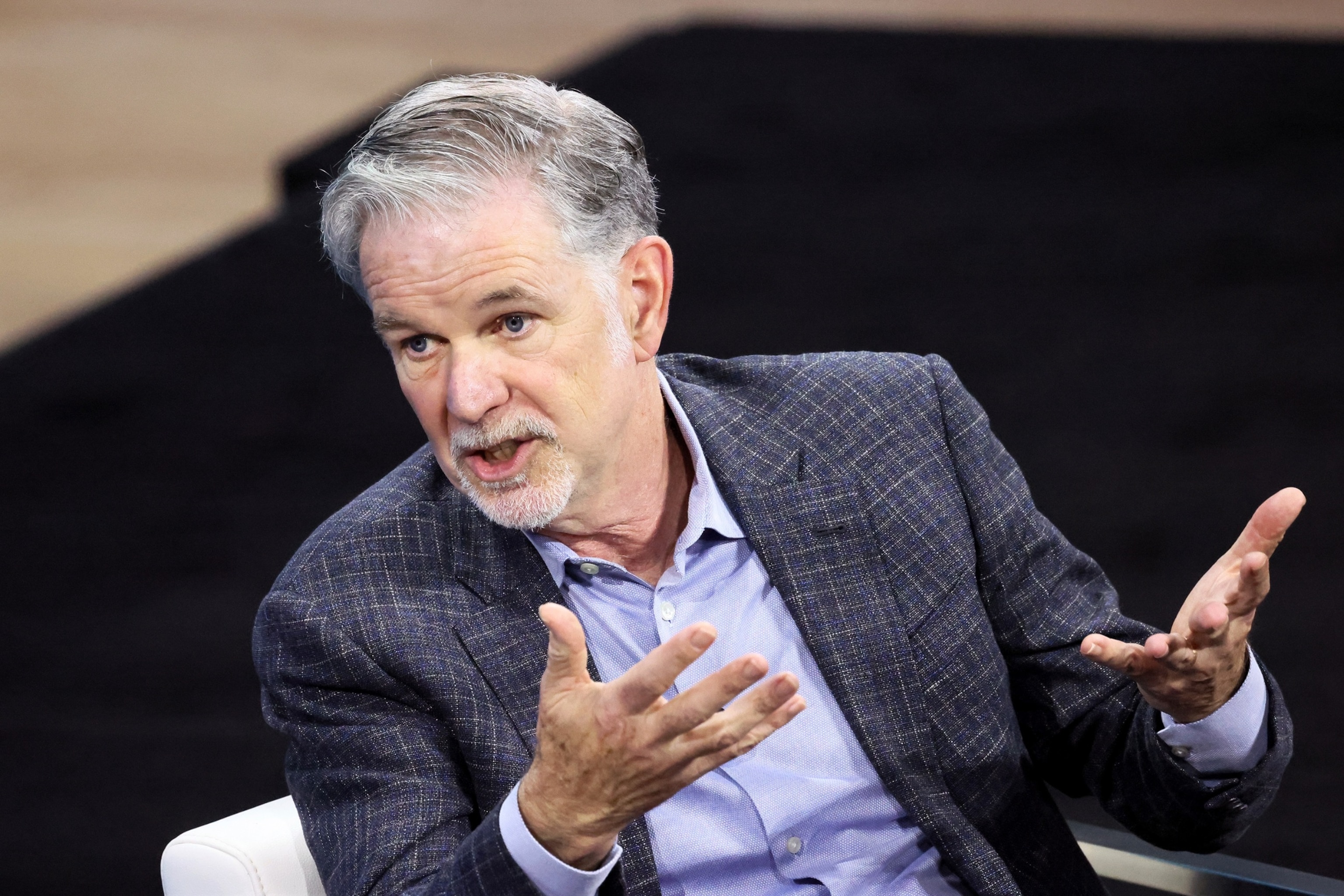 PHOTO: In this Nov. 30, 2022, file photo, Netflix founder and Co-CEO Reed Hastings speaks at an event in New York.