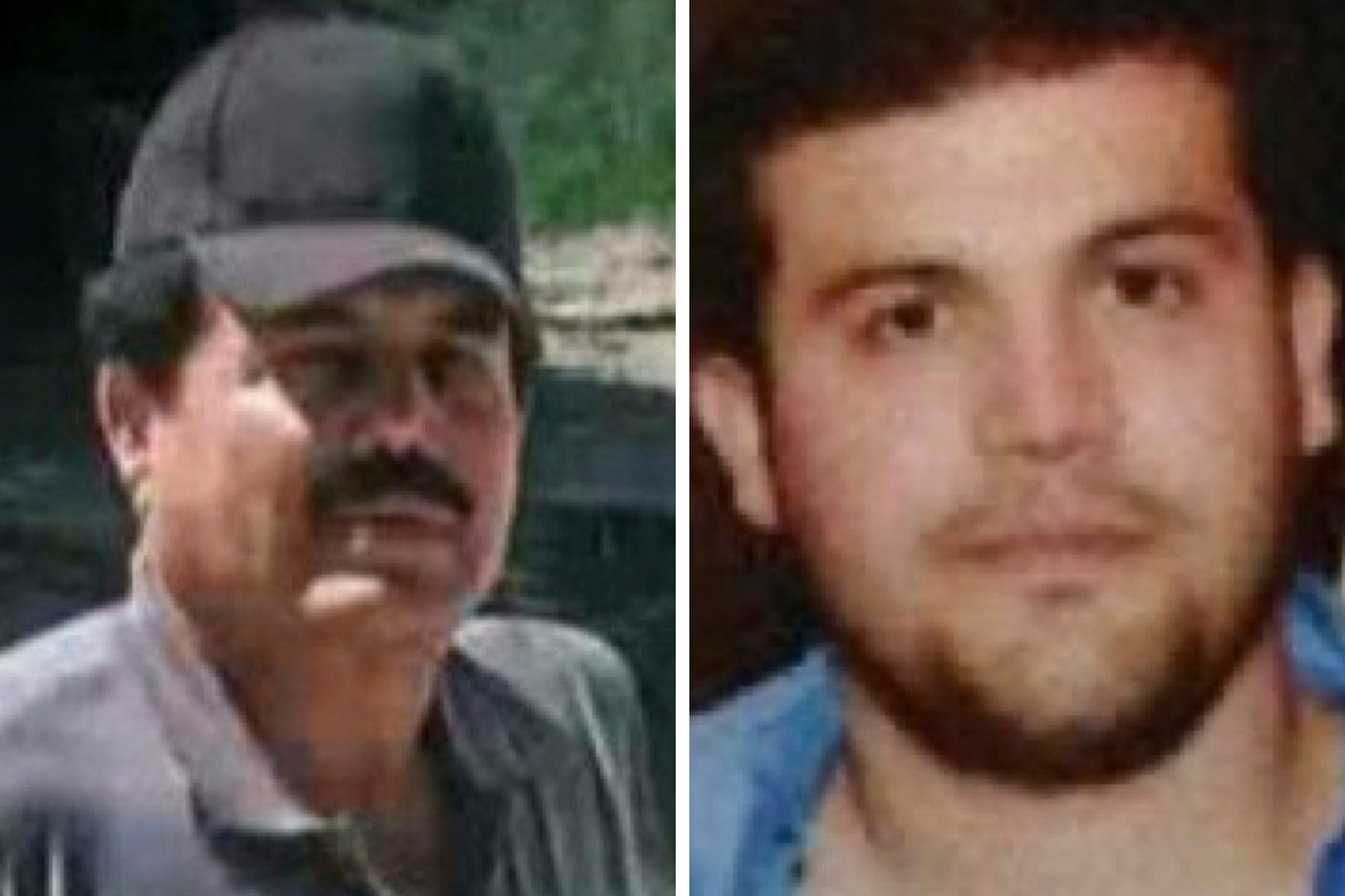 PHOTO: This combo of images provided by the U.S. Department of State show Ismael “El Mayo” Zambada, a leader of Mexico’s Sinaloa cartel, left, and Joaquín Guzmán López after they were arrested by U.S. authorities in Texas, Thursday, July 25, 2024.