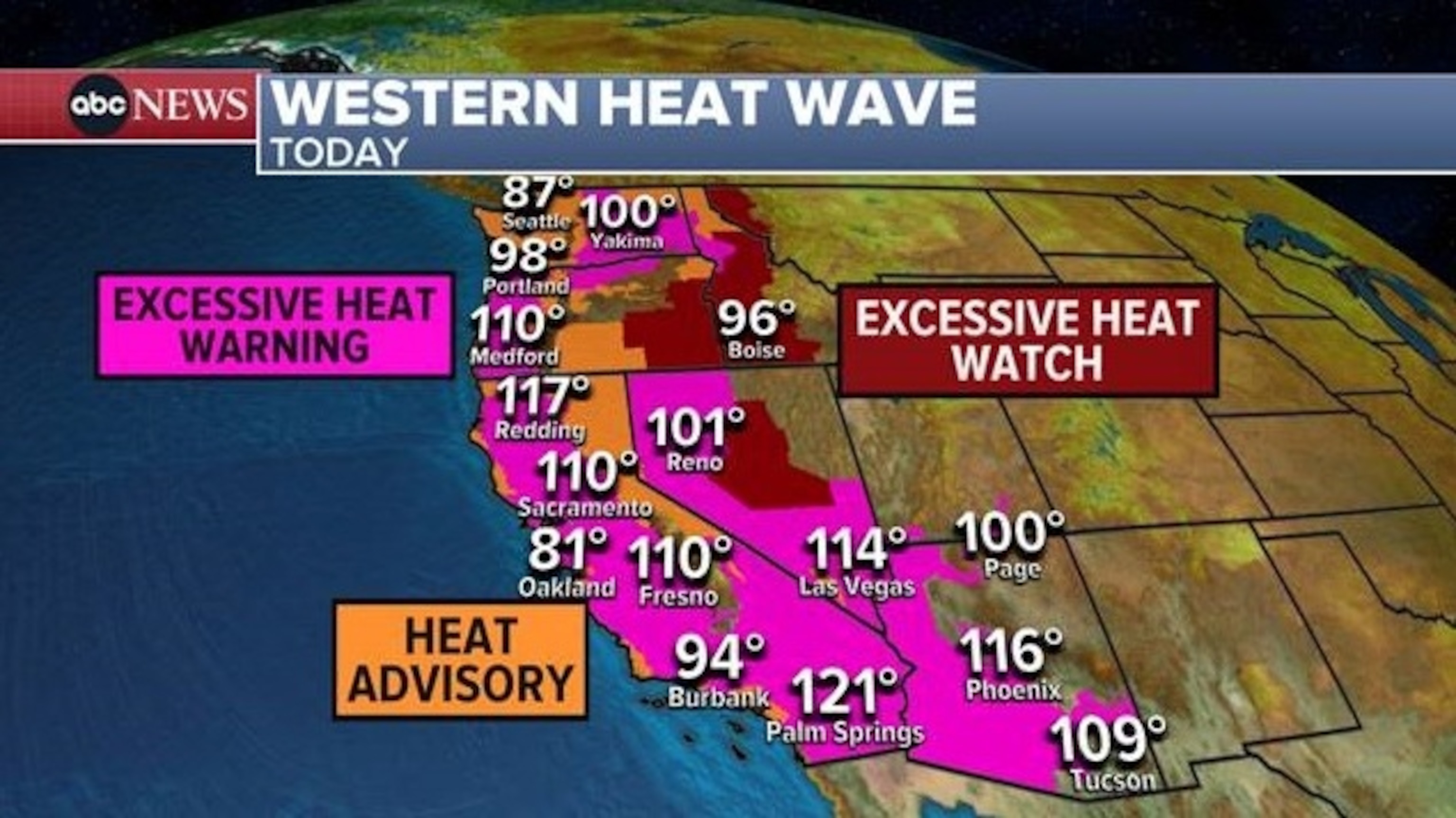 PHOTO: Western heat wave weather map
