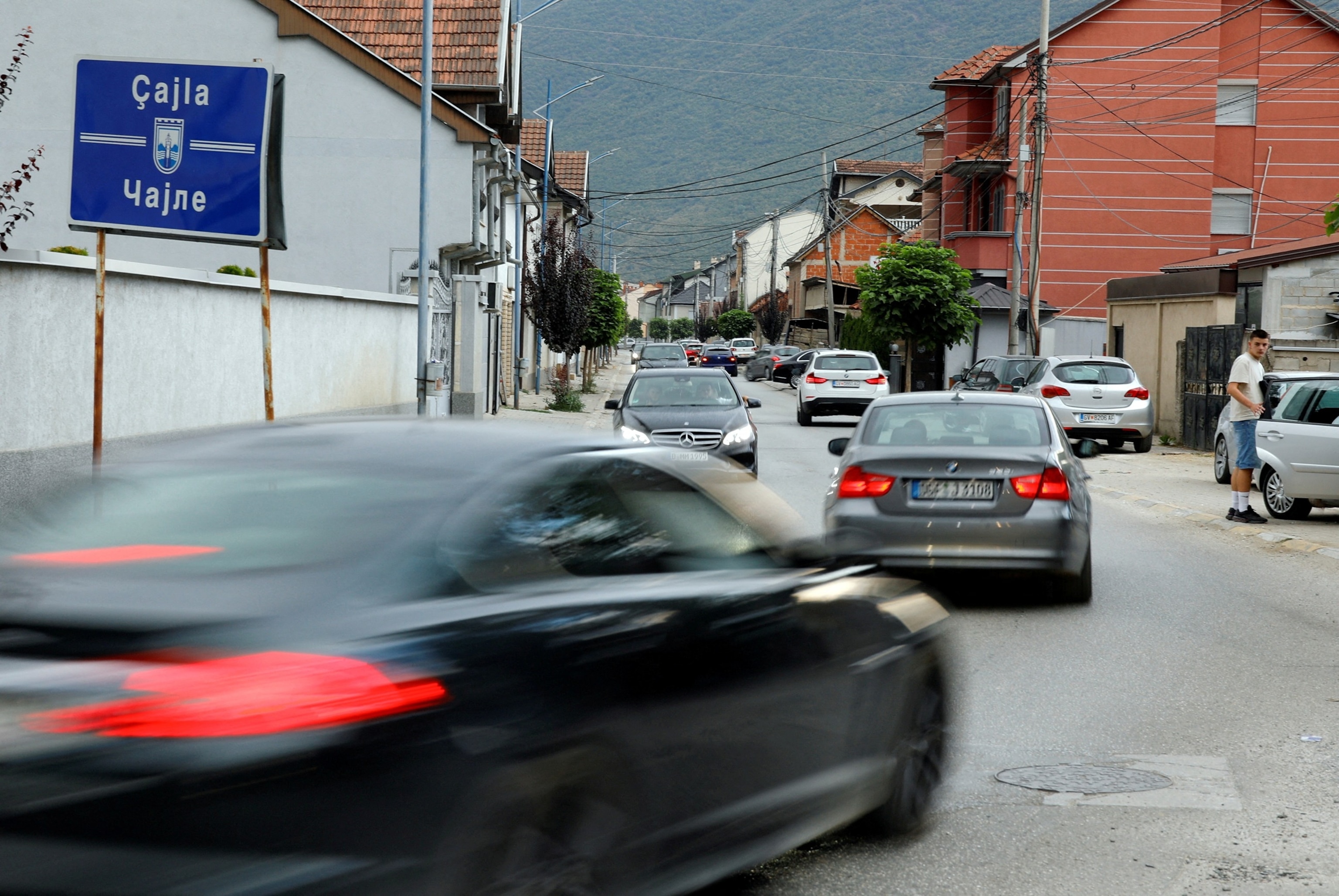 PHOTO: Cars transit in Caile, where the main suspect of planning an attack at the venue of three Taylor Swift concerts in Vienna is from