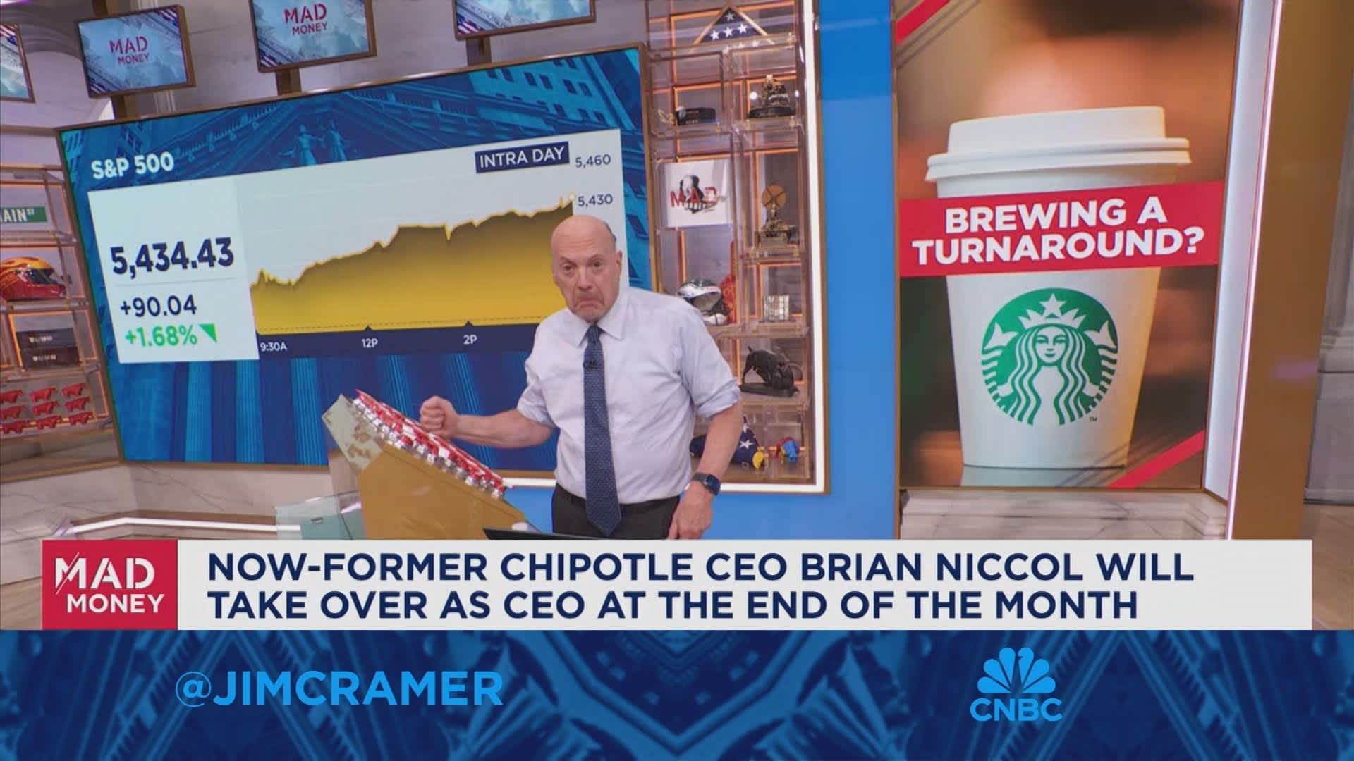 Starbucks' hiring Niccol as CEO is 'an amazing development', says Jim Cramer