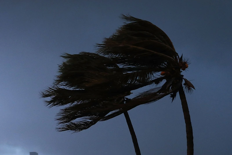 The skyline is seen as the outerbands of Hurricane Irma start to reach Florida on September 9, 2017 in Miami, Florida. Florida is in the path of the Hurricane which may come ashore at category 4. (Photo by Joe Raedle/Getty Images)