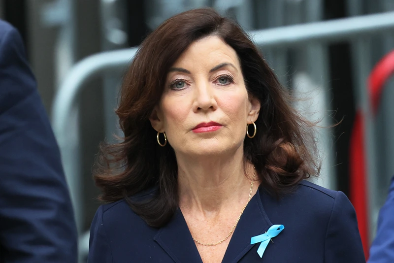 NEW YORK, NEW YORK - SEPTEMBER 11: NY Gov. Kathy Hochul arrives for the annual 9/11 Commemoration Ceremony at the National 9/11 Memorial and Museum on September 11, 2022 in New York City. This year marks the 21st anniversary of the terror attacks of September 11, 2001, when the terrorist group al-Qaeda flew hijacked airplanes into the World Trade Center, Shanksville, PA and the Pentagon, killing nearly 3,000 people. Vice President Kamala Harris and Secretary of Homeland Security Alejandro N. Mayorkas were in attendance for this year's ceremony. (Photo by Michael M. Santiago/Getty Images)