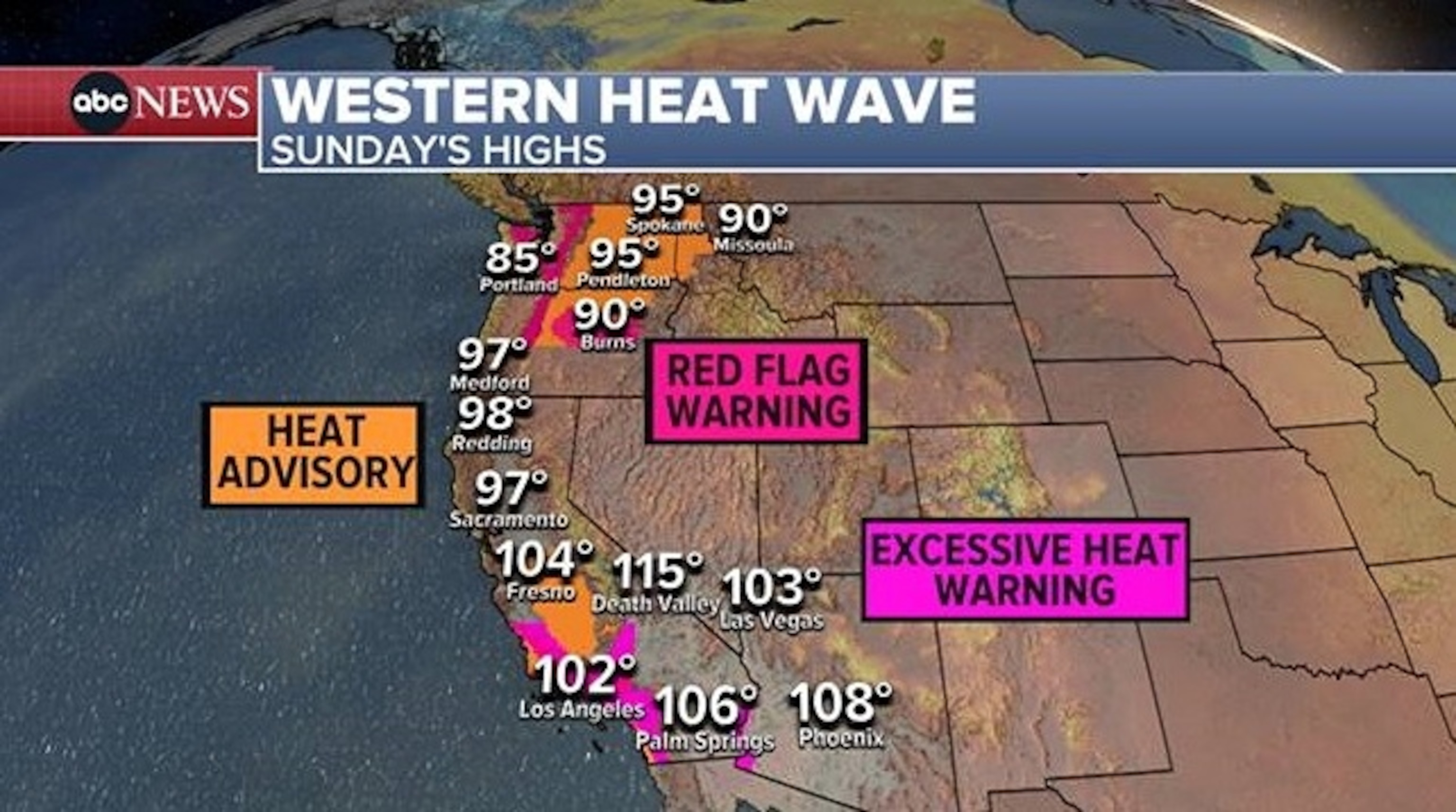 PHOTO: Western heat wave map