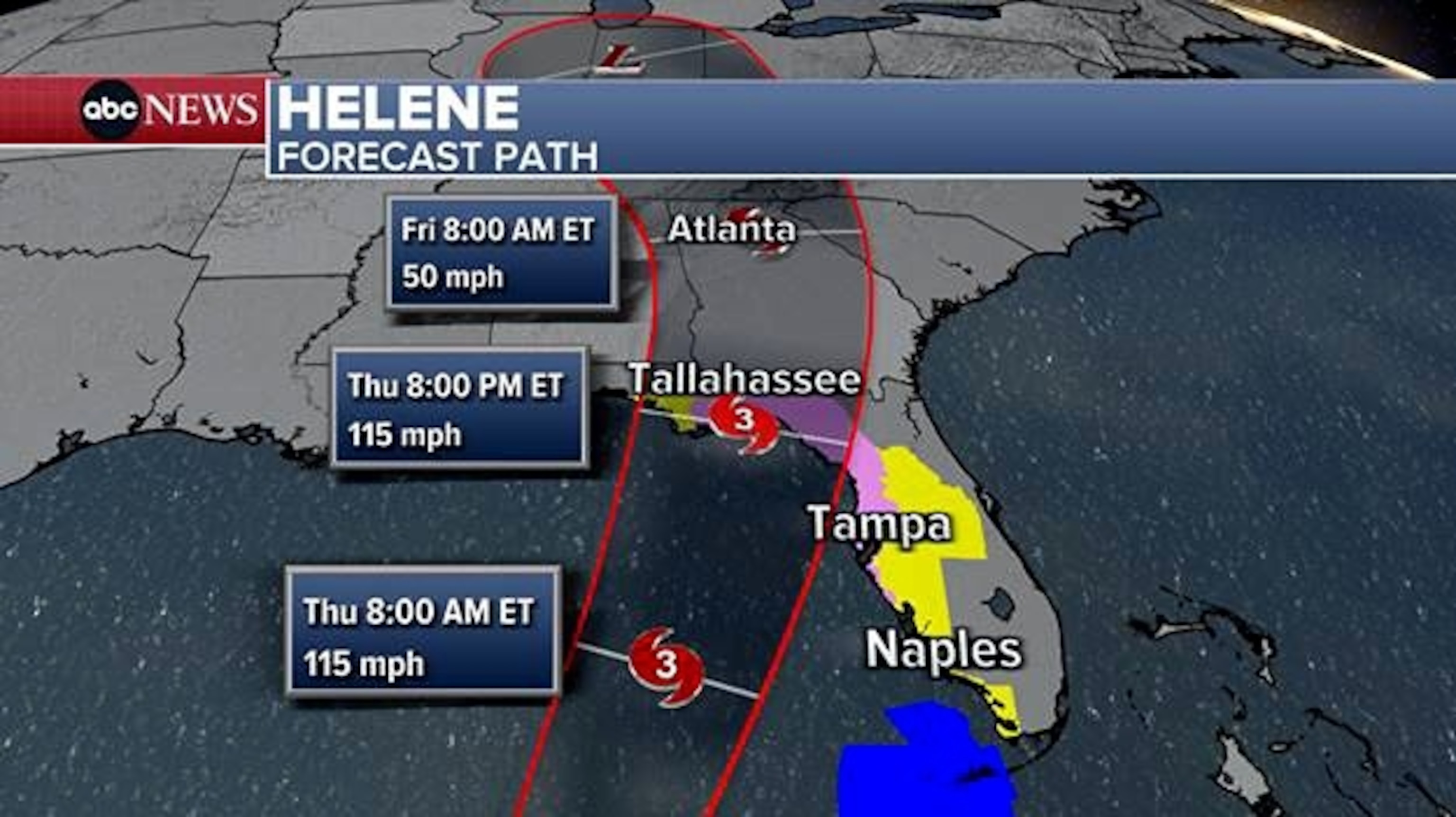 PHOTO: Helene Forecast Path Map