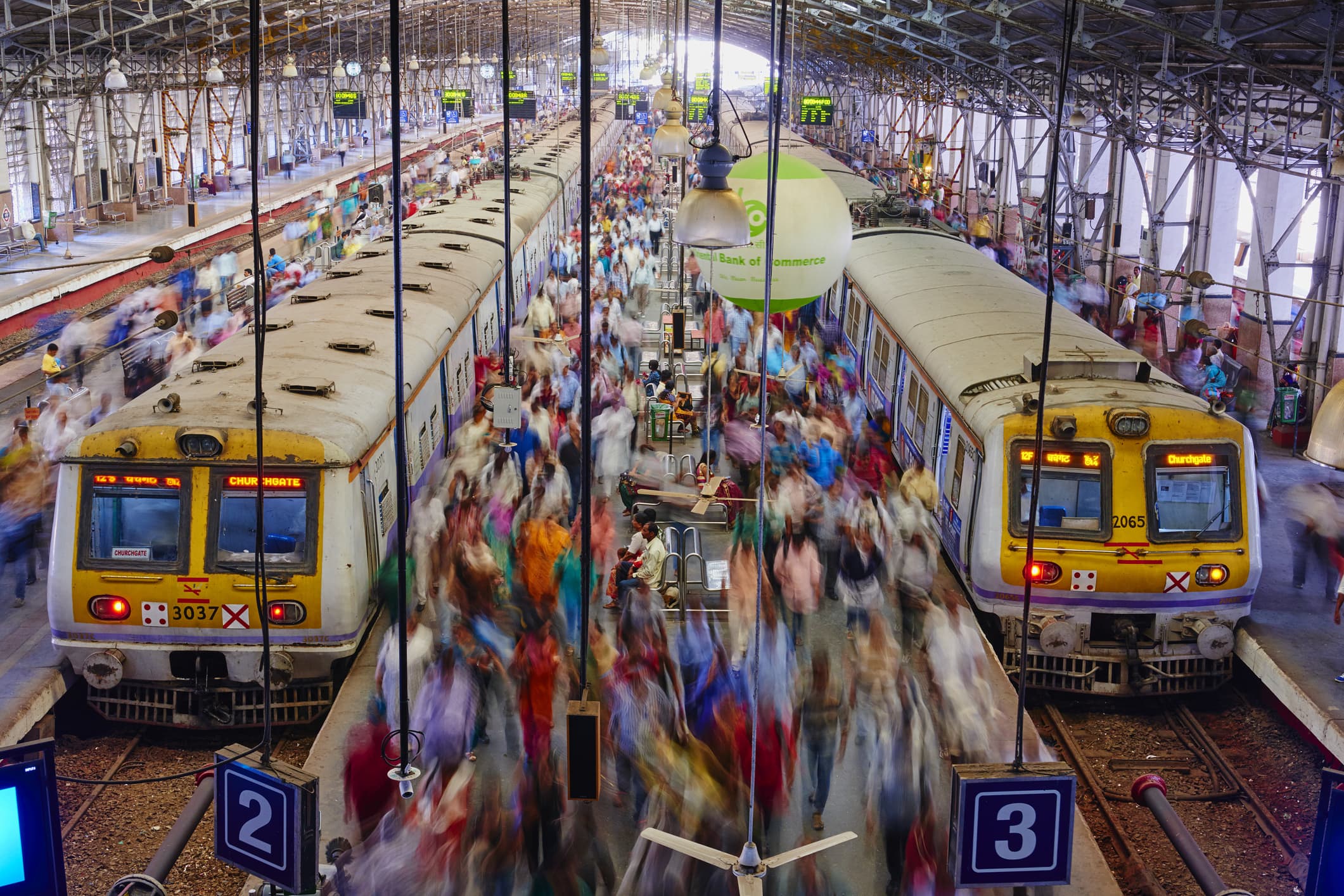 The Chhatrapati Shivaji Terminus railway station in Mumbai, India.