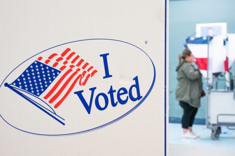 TOPSHOT - A voter casts their votes at a polling station in Nashville, Tennessee on Super Tuesday, March 5, 2024. Americans from 15 states and one territory vote simultaneously on "Super Tuesday," a campaign calendar milestone expected to leave Donald Trump a hair's breadth from securing the Republican Party's presidential nomination. (Photo by SETH HERALD / AFP) (Photo by SETH HERALD/AFP via Getty Images)