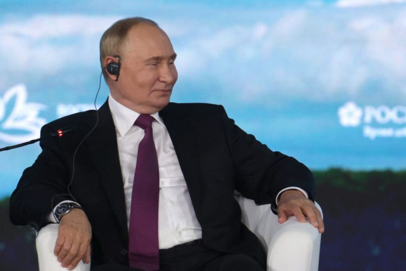 In this pool photograph distributed by the Russian state agency Sputnik, Russia's President Vladimir Putin attends a plenary session of the Eastern Economic Forum in Vladivostok on September 5, 2024. (Photo by Vyacheslav PROKOFYEV / POOL / AFP) (Photo by VYACHESLAV PROKOFYEV/POOL/AFP via Getty Images)