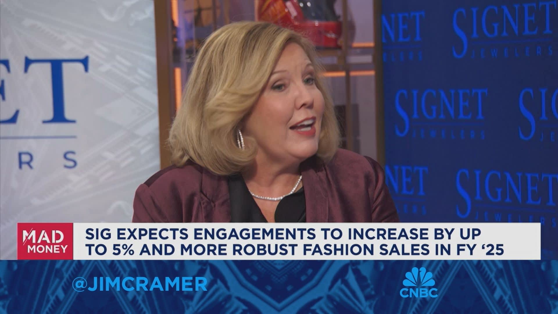 We are seeing engagements coming back as we predicted, Signet Jewelers CEO Gina Drosos