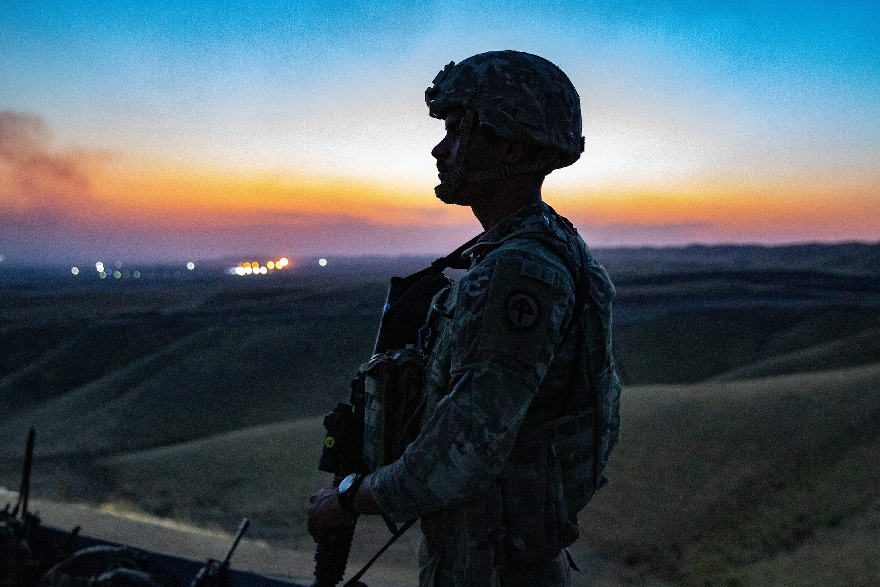 PHOTO: U.S. Army Soldiers during an aerial gunnery training exercise with AH-64 Apache helicopters in Northern Iraq, July 2, 2024.