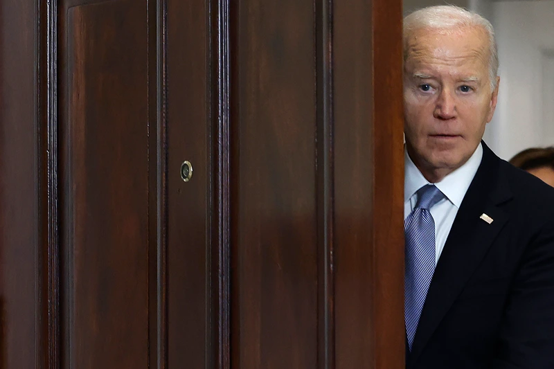 WASHINGTON, DC - JULY 14: U.S. President Joe Biden arrives to deliver remarks on the assassination attempt on Republican presidential candidate former President Donald Trump, at the White House on July 14, 2024 in Washington, DC. A shooter opened fire injuring former President Trump, killing one audience member and injuring others during a campaign event in Butler, Pennsylvania on July 13. (Photo by Kevin Dietsch/Getty Images)