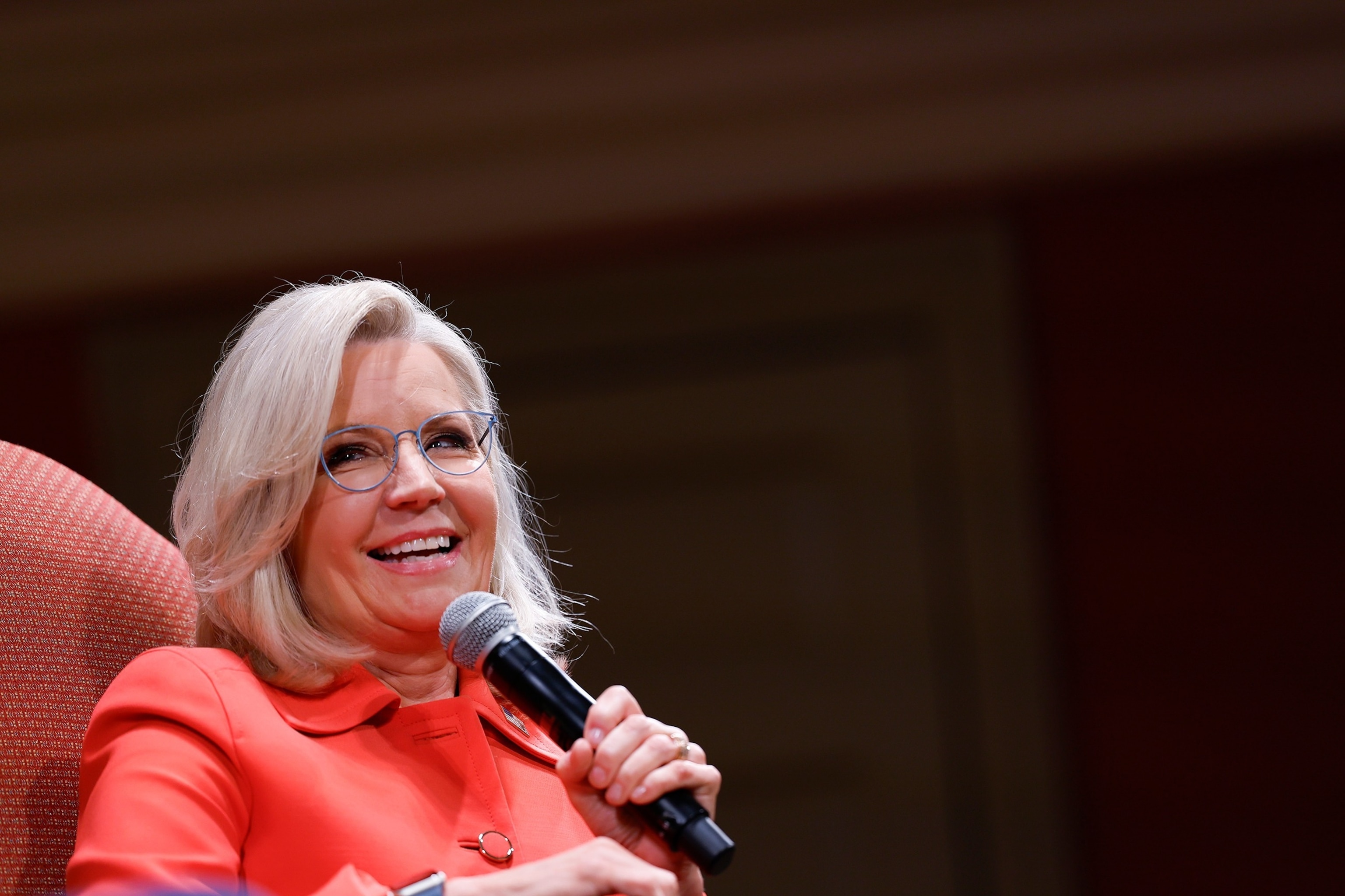 PHOTO: Rep. Liz Cheney speaks about her new book "Oath and Honor: A Memoir and a Warning" during an event at the Sixth & I Historic Synagogue on December 13, 2023 in Washington, DC.