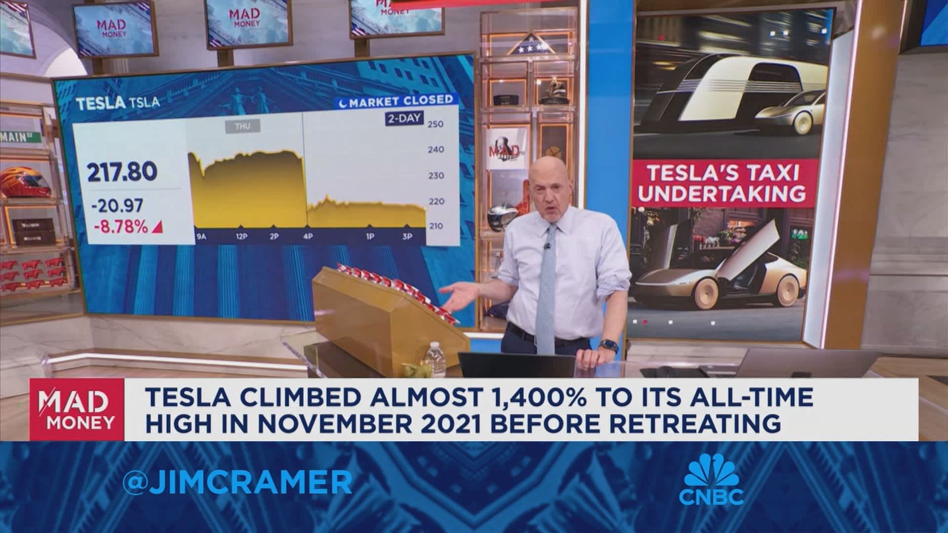 The market was not impressed by Tesla's robotaxi event, says Jim Cramer