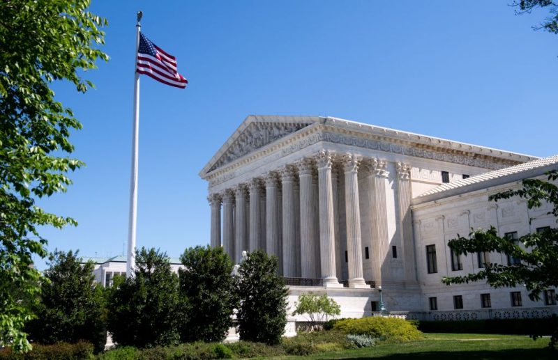 The US Supreme Court is seen in Washington, DC, on May 4, 2020, during the first day of oral arguments held by telephone, a first in the Court's history, as a result of COVID-19, known as coronavirus. (Photo by SAUL LOEB / AFP) (Photo by SAUL LOEB/AFP via Getty Images)