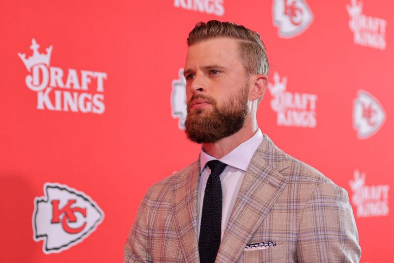 KANSAS CITY, MISSOURI - SEPTEMBER 05: Harrison Butker #7 of the Kansas City Chiefs arrives before playing the Baltimore Ravens at GEHA Field at Arrowhead Stadium on September 05, 2024 in Kansas City, Missouri. (Photo by David Eulitt/Getty Images)