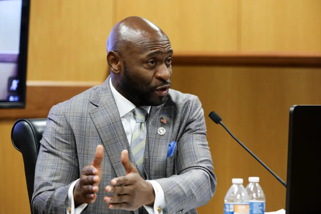 ATLANTA, GA - FEBRUARY 15: Fulton County Special Prosecutor Nathan Wade testifies during a hearing in the case of the State of Georgia v. Donald John Trump at the Fulton County Courthouse on February 15, 2024 in Atlanta, Georgia. Judge Scott McAfee is hearing testimony as to whether DA Fani Willis and Wade should be disqualified from the case for allegedly lying about a personal relationship. (Photo by Alyssa Pointer-Pool/Getty Images)