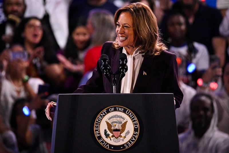 US Vice President and Democratic presidential candidate Kamala Harris speaks during a campaign rally at Shell Energy Stadium in Houston, Texas, on October 25, 2024. (Photo by Miguel J. Rodriguez Carrillo / AFP) (Photo by MIGUEL J. RODRIGUEZ CARRILLO/AFP via Getty Images)