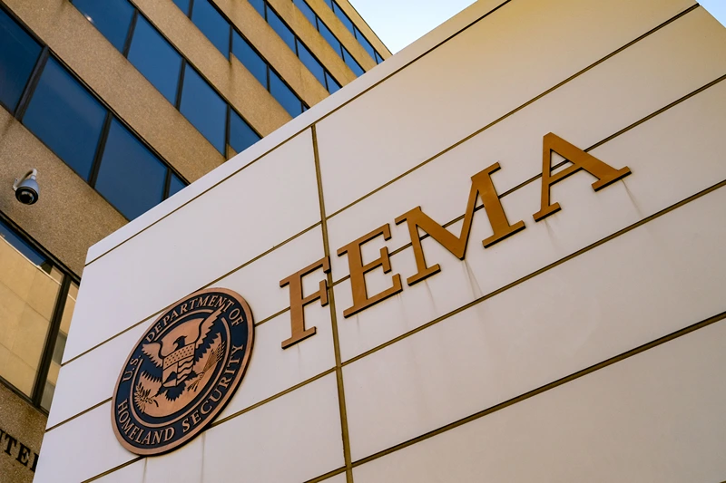 he Federal Emergency Management Agency Headquarters, in Washington is photographed on October 8, 2024 in Washington, DC. FEMA is running low on personnel, with only 9% of staff available as Hurricane Milton, with 175 mph winds, approaches Tampa, FL; Compared to 25% availability in previous years. (Photo by Kent Nishimura/Getty Images)