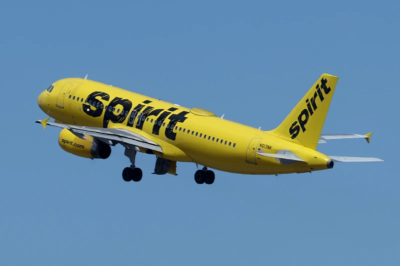 A Spirit Airlines takes off from Oakland International Airport on May 06, 2024 in Oakland, California. Budget airline Spirit Airlines reported first quarter earnings that fell short of analyst expectations with an adjusted net loss of $160 million. Stock fell nearly 10 percent on the news that the airline is forecasting a loss in the next quarter. (Photo by Justin Sullivan/Getty Images)