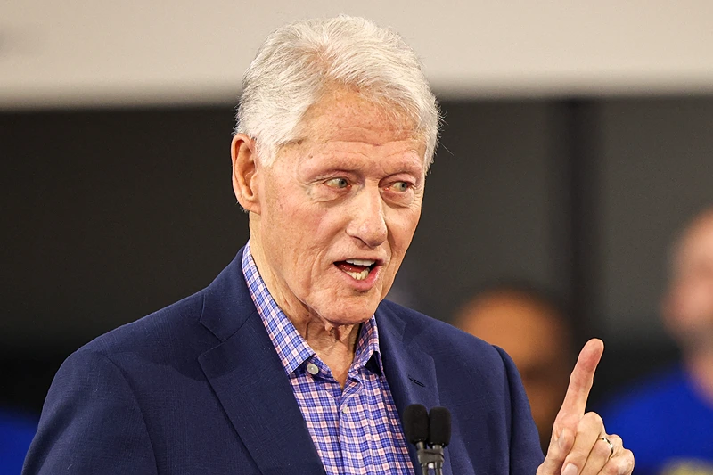 Former US President Bill Clinton speaks during a Get-Out-The-Vote rally for Vice President and Democratic Presidential nominee Kamala Harris on the first day of North Carolina early voting in Durham, North Carolina, October 17, 2024. (Photo by Logan Cyrus / AFP) (Photo by LOGAN CYRUS/AFP via Getty Images)