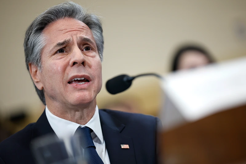 WASHINGTON, DC - DECEMBER 11: U.S. Secretary of State Antony Blinken testifies before the House Foreign Affairs Committee in the Rayburn House Office Building on December 11, 2024 in Washington, DC. The Committee held a hearing investigating America's withdrawal from Afghanistan. (Photo by Kevin Dietsch/Getty Images)