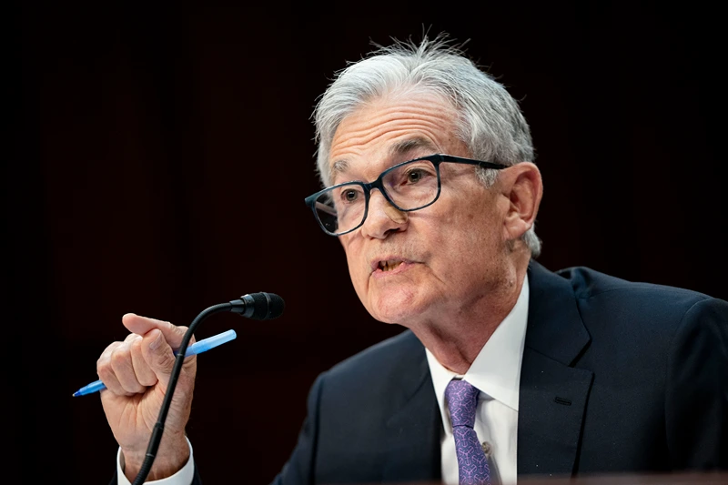 Chair of the Federal Reserve of the United States Jerome Powell speaks during a Senate Banking, Housing, and Urban Affairs Committee hearing on the Semiannual Monetary Policy Report to Congress at the U.S. Capitol on July 9, 2024 in Washington, DC. Powell in earlier remarks was quoted, "we want to be more confident that inflation is moving sustainably down toward 2% before we start the process of reducing or loosening policy." (Photo by Bonnie Cash/Getty Images)