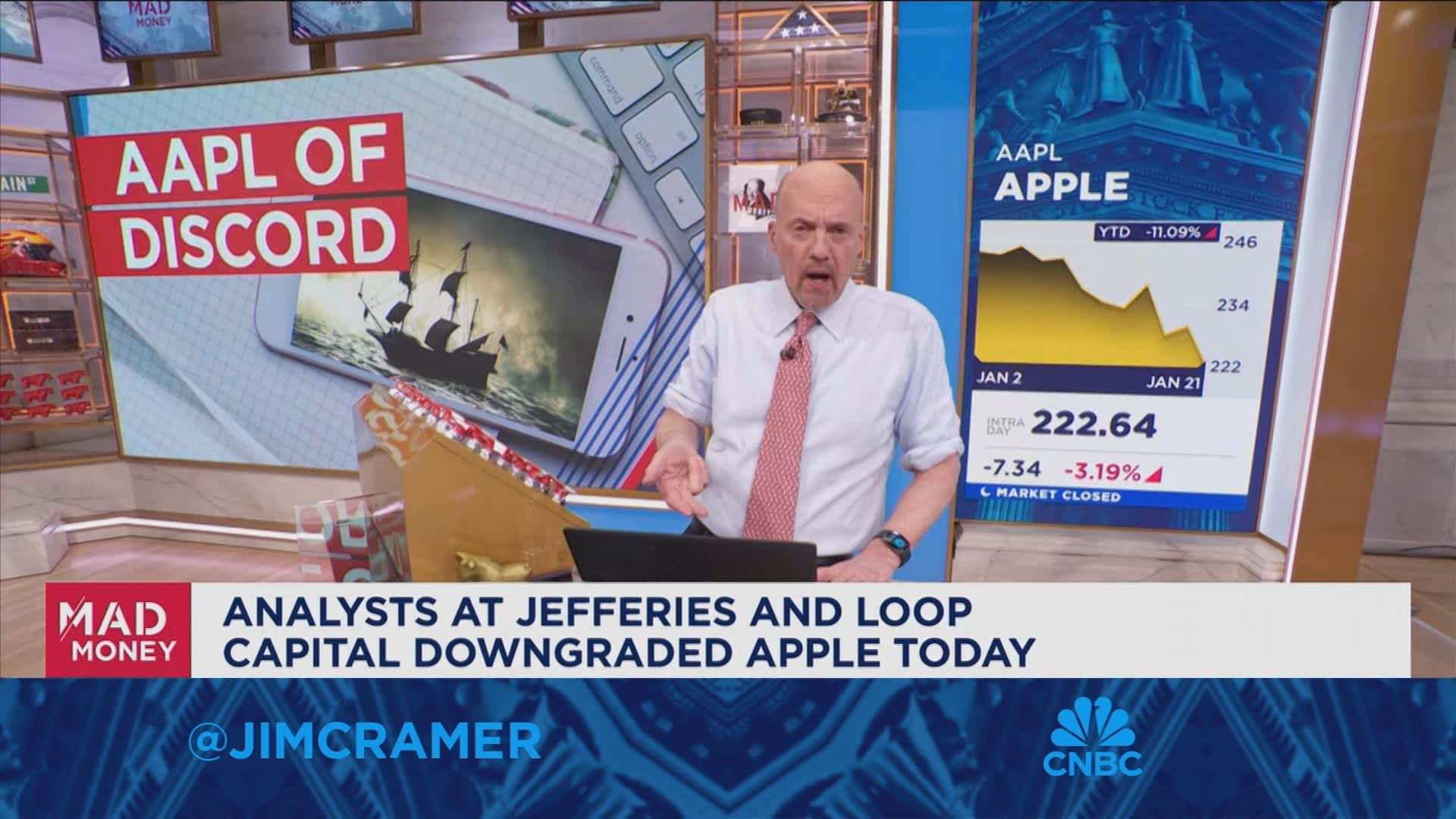 Apple's superficial problem is there's not enough demand, says Jim Cramer