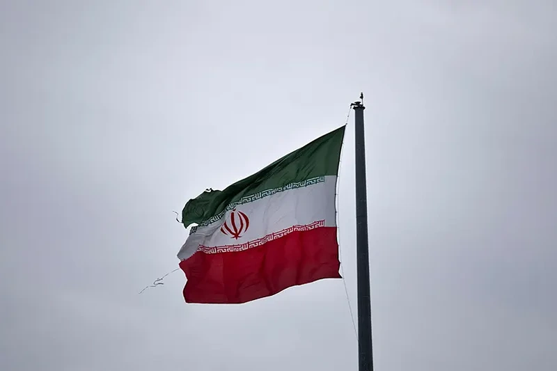 An Iran flag waves at a park in northwestern Tehran, October 3, 2023. (Photo by Morteza Nikoubazl/NurPhoto via Getty Images)