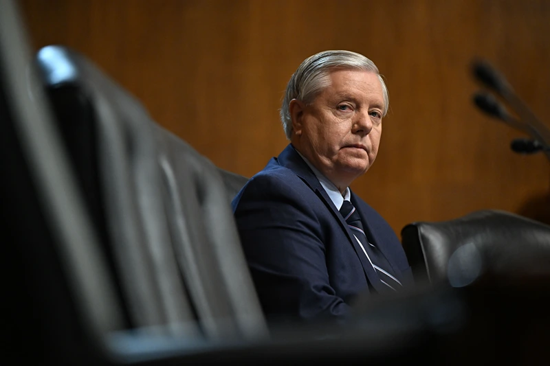 US Senator Lindsey Graham (R-SC) looks on during a Senate Judiciary Subcommittee on Privacy, Technology, and the Law oversight hearing to examine artificial intelligence, on Capitol Hill in Washington, DC, on May 16, 2023. (Photo by ANDREW CABALLERO-REYNOLDS / AFP) (Photo by ANDREW CABALLERO-REYNOLDS/AFP via Getty Images)