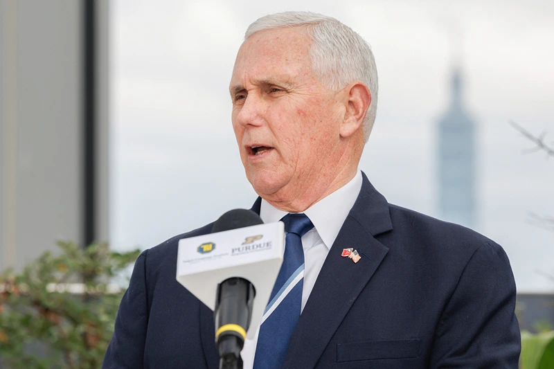 Former US Vice President Mike Pence delivers a speech during the TLI-PRF Global Alliance Forum in Taipei on January 17, 2025. (Photo by CHENG Yu-chen / AFP) (Photo by CHENG YU-CHEN/AFP via Getty Images)