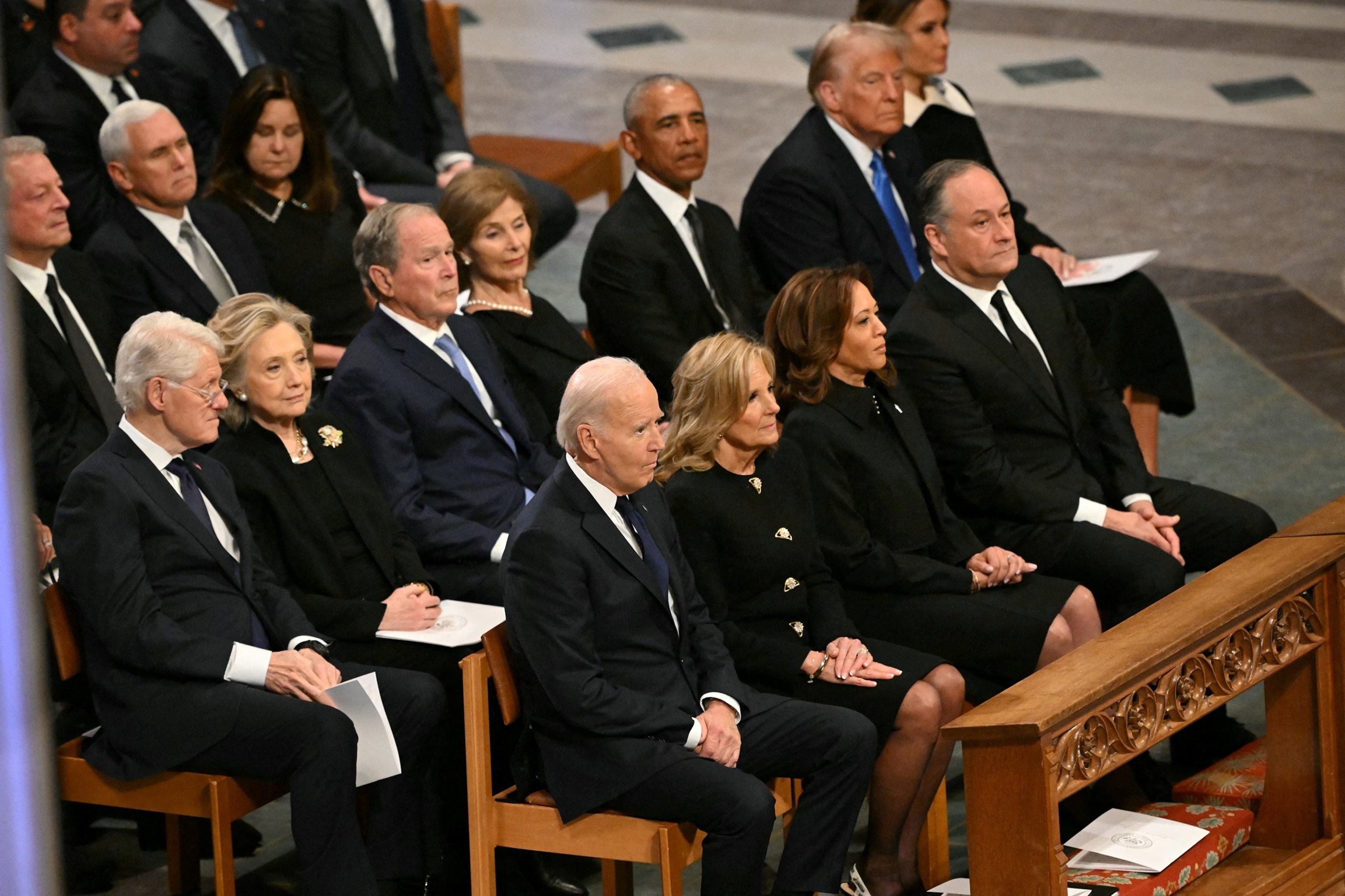 PHOTO: President Joe Biden along with former Presidents attend the State Funeral Service for former US President Jimmy Carter at the Washington National Cathedral in Washington, Jan. 9, 2025. 