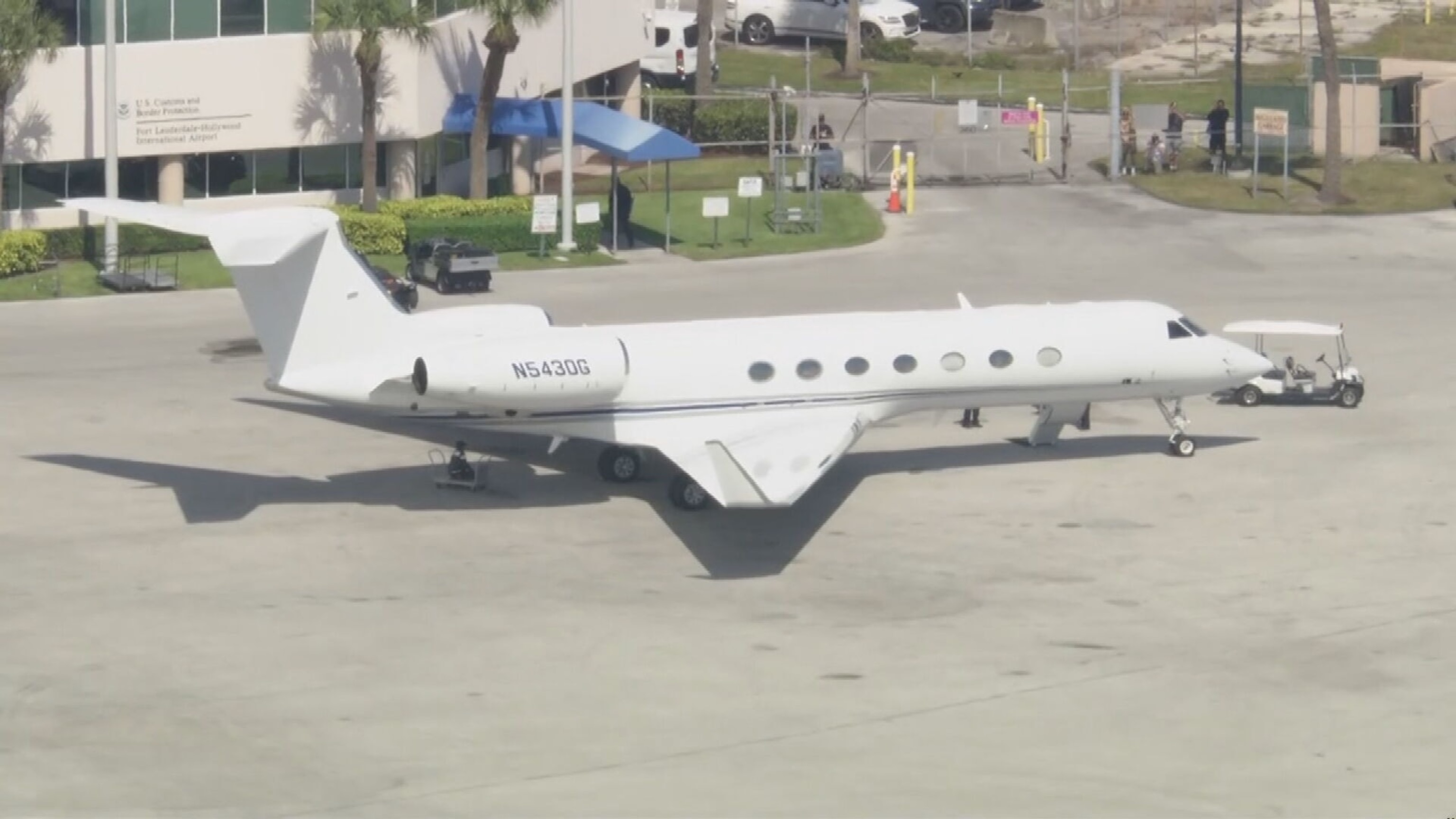 PHOTO: The private plane carrying Andrew and Tristan Tate lands at Fort Lauderdale Hollywood International Airport in Fort Lauderdale, Florida, Feb. 27, 2025.