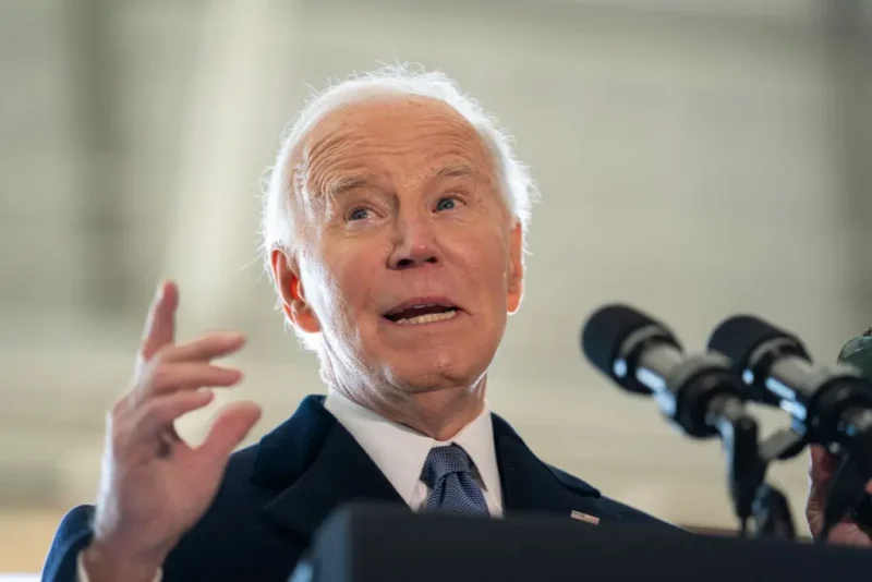 Former US President Joe Biden speaks during a farewell ceremony at Joint Base Andrews, Maryland, on January 20, 2025, following Donald Trump's inauguration. (Photo by Allison ROBBERT / AFP) (Photo by ALLISON ROBBERT/AFP via Getty Images)