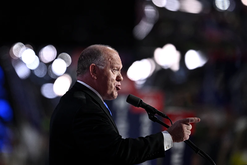 Former Acting Director of Immigration and Customs Enforcement (ICE) Thomas Homan speaks during the third day of the 2024 Republican National Convention at the Fiserv Forum in Milwaukee, Wisconsin, on July 17, 2024. Days after he survived an assassination attempt Donald Trump won formal nomination as the Republican presidential candidate and picked Ohio US Senator J.D. Vance for running mate. (Photo by Brendan SMIALOWSKI / AFP) (Photo by BRENDAN SMIALOWSKI/AFP via Getty Images)