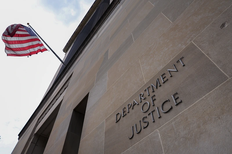 WASHINGTON, DC - JUNE 20: The U.S. Department of Justice is seen on June 20, 2023 in Washington, DC. The Justice Department announced charges against Hunter Biden, President Biden's son, including two misdemeanor tax offenses and a felony firearm crime. Biden has pled guilty to the tax charges and is expected to serve probation. (Photo by Kevin Dietsch/Getty Images)