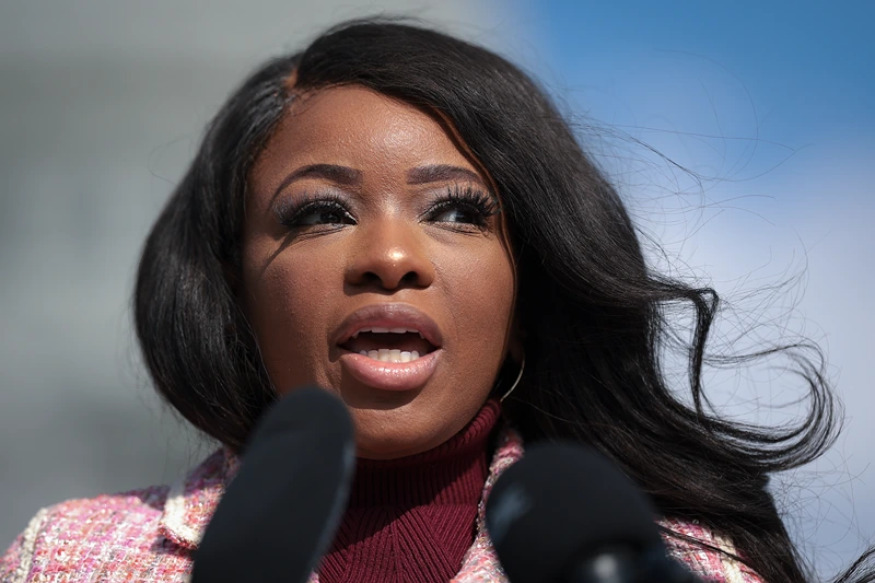 WASHINGTON, DC - MARCH 20: Rep. Jasmine Crockett (D-TX) speaks during a press conference outside the U.S. Capitol March 20, 2024 in Washington, DC. Democratic members of Congress held the press conference to introduce the “Protected Time Off Act”. (Photo by Win McNamee/Getty Images)