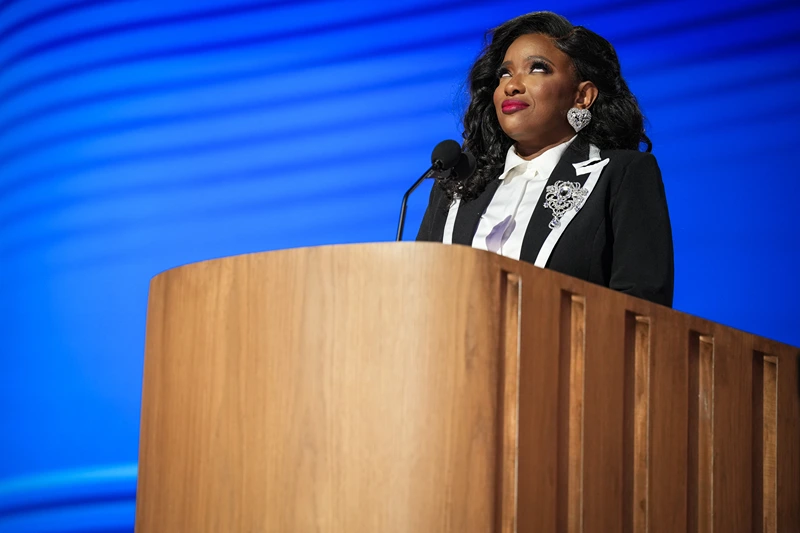 CHICAGO, ILLINOIS - AUGUST 19: Rep. Jasmine Crockett (D-TX) speaks onstage during the first day of the Democratic National Convention at the United Center on August 19, 2024 in Chicago, Illinois. Delegates, politicians, and Democratic party supporters are in Chicago for the convention, concluding with current Vice President Kamala Harris accepting her party's presidential nomination. The DNC takes place from August 19-22. (Photo by Andrew Harnik/Getty Images)