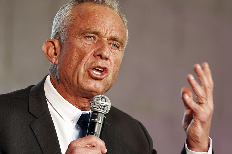 Candidate RFK Jr. Holds Cesar Chavez Day Event As He Pushes Latino Outreach In His Presidential Bid LOS ANGELES, CALIFORNIA - MARCH 30: Independent presidential candidate Robert F. Kennedy Jr. speaks at a Cesar Chavez Day event at Union Station on March 30, 2024 in Los Angeles, California. The 70-year-old candidate is pushing Latino outreach in a long shot Independent bid in the 2024 presidential race. (Photo by Mario Tama/Getty Images)