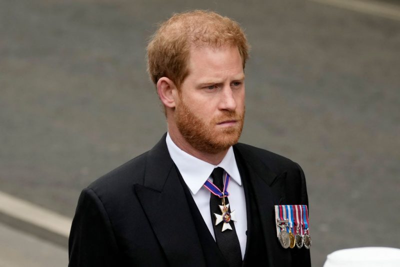 LONDON, ENGLAND - SEPTEMBER 19: Prince Harry, Duke of Sussex arrive at Westminster Abbey ahead of the State Funeral of Queen Elizabeth II on September 19, 2022 in London, England. Elizabeth Alexandra Mary Windsor was born in Bruton Street, Mayfair, London on 21 April 1926. She married Prince Philip in 1947 and ascended the throne of the United Kingdom and Commonwealth on 6 February 1952 after the death of her Father, King George VI. Queen Elizabeth II died at Balmoral Castle in Scotland on September 8, 2022, and is succeeded by her eldest son, King Charles III. (Photo by Christopher Furlong/Getty Images)